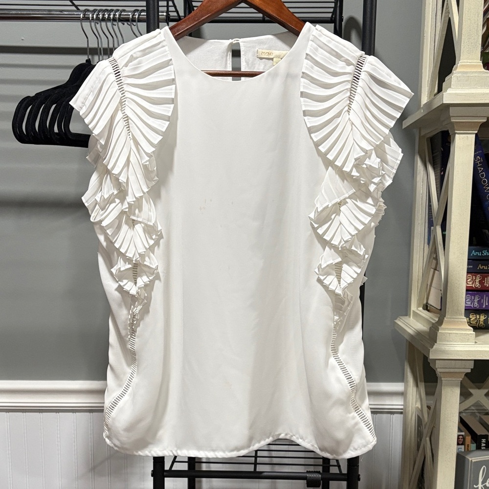 Maje White Ruffle Detail Blouse